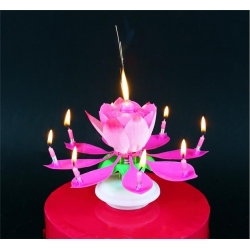 Świeczka tortowa grająco - tańcząca na urodziny Różowa